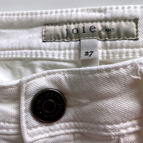 Joie Cadet Skinny Trouser Ankle Jeans in Porcelain White Denim Pants- 26 Neutral - Picture 6 of 13